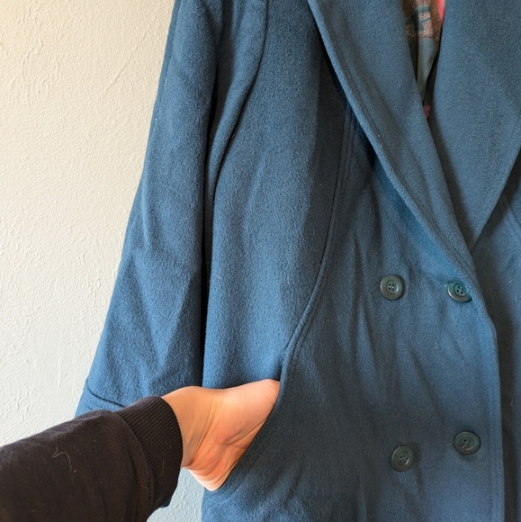Vintage Wool blend Long Line Pea Overcoat Trench Size XL - Picture 4 of 8